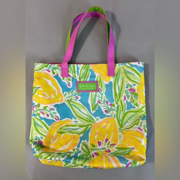 Lilly Pulitzer Tote‎ Bag  For Estee Lauder Pink Blue Yellow Green Lemon Beach - Picture 3 of 11